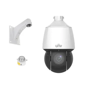 UNV 4MP Deep Learning IP67 Weatherproof PTZ IP Security Camera with a 25x Motorized Zoom Lens, AI Autotracking, and LightHunter Illumination Technology, and Included Wall Mount (IPC6424SR-X25-VFB)